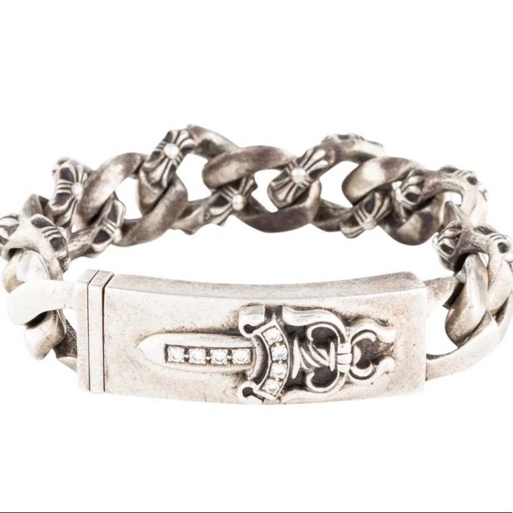 Chrome hearts diamond dagger curb link bracelet